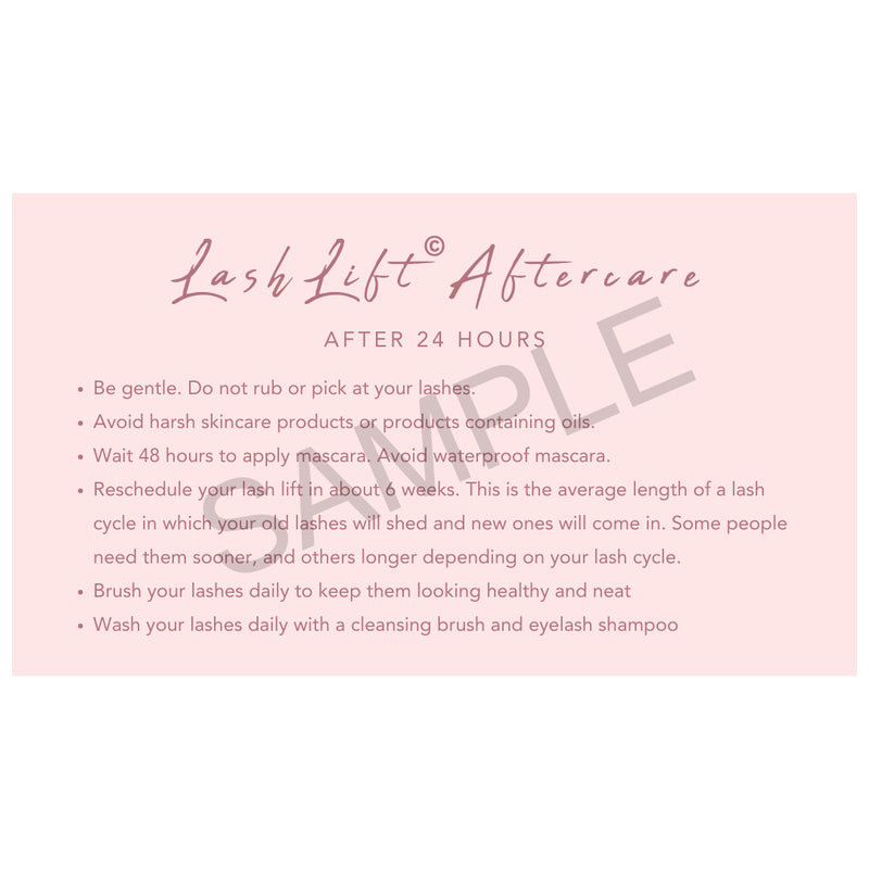 LashLift After Care Instructions & Appointment Card - 25 per Quantity