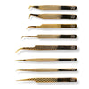 Titanium Gold Diamond Grip Eyelash Extension Tweezers